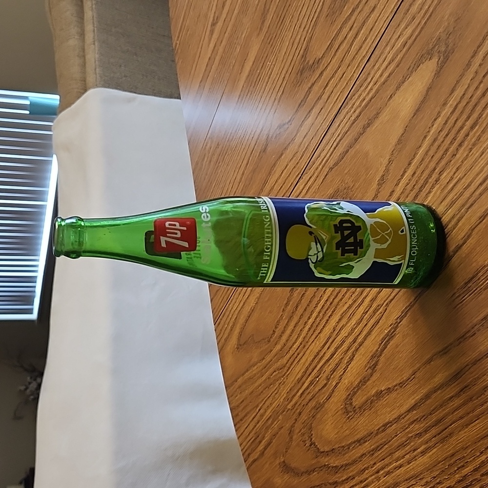 1977 Vintage Notre Dame Fighting Irish 7up Bottle
